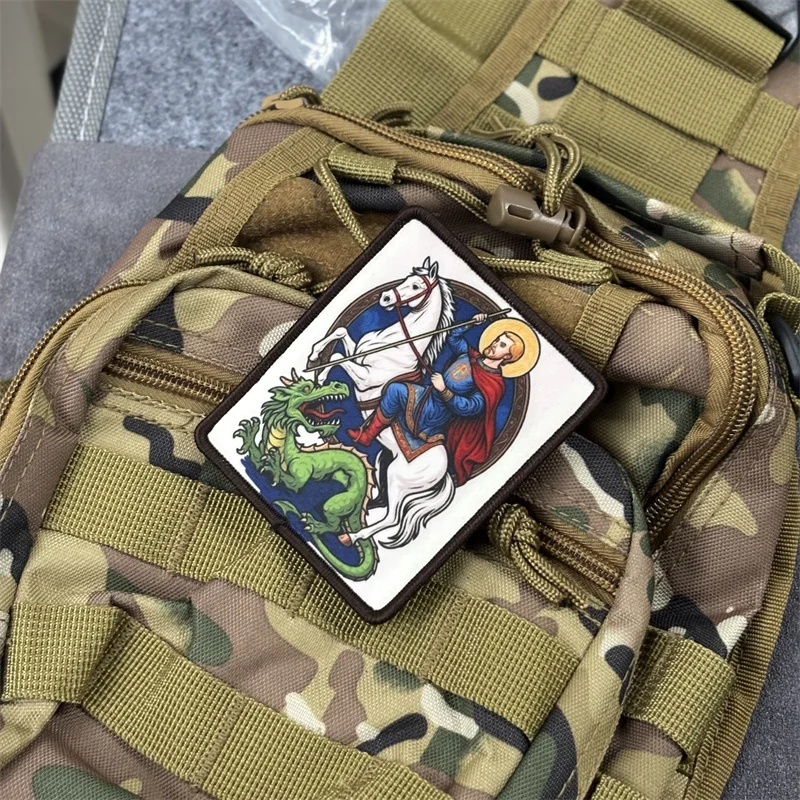 Parche "Saint George", insignia de moral táctica, brazalete con estampado, gancho, parches militares, ropa, mochila