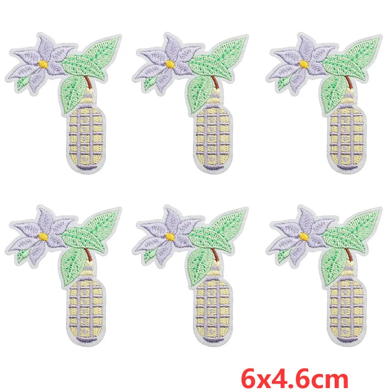 10 unids/lote de apliques de flores/plantas en maceta/parche bordado para planchar en parches para ropa, parches termoadhesivos para ropa DIY - imagen 3