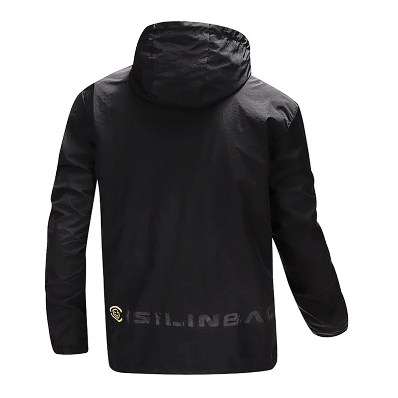 Chaqueta deportiva con capucha para hombre, abrigo holgado de malla transpirable a prueba de viento, de talla grande 5X, para exteriores, novedad de otoño - imagen 3