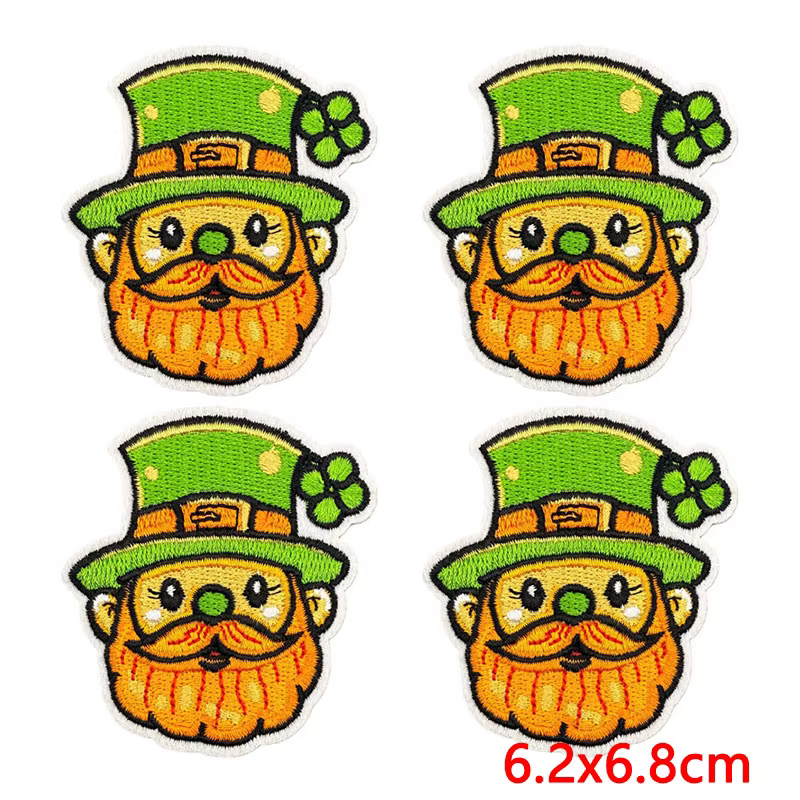 Parche termoadhesivo bordado trébol San Patricio con leprechaun - imagen 4