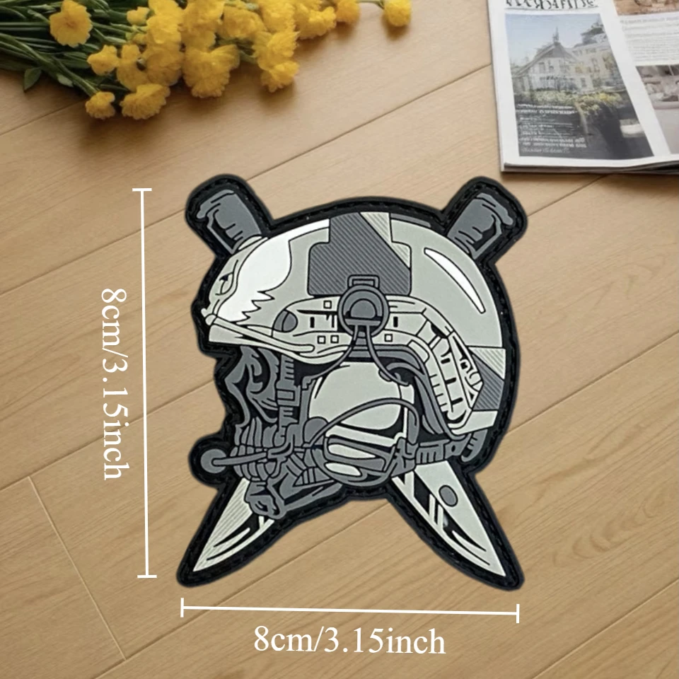Parche para casco de calavera, insignia de moral táctica, gancho y bucle de PVC, mochila militar, accesorios de decoración de ropa, brazalete adhesivo - imagen 3