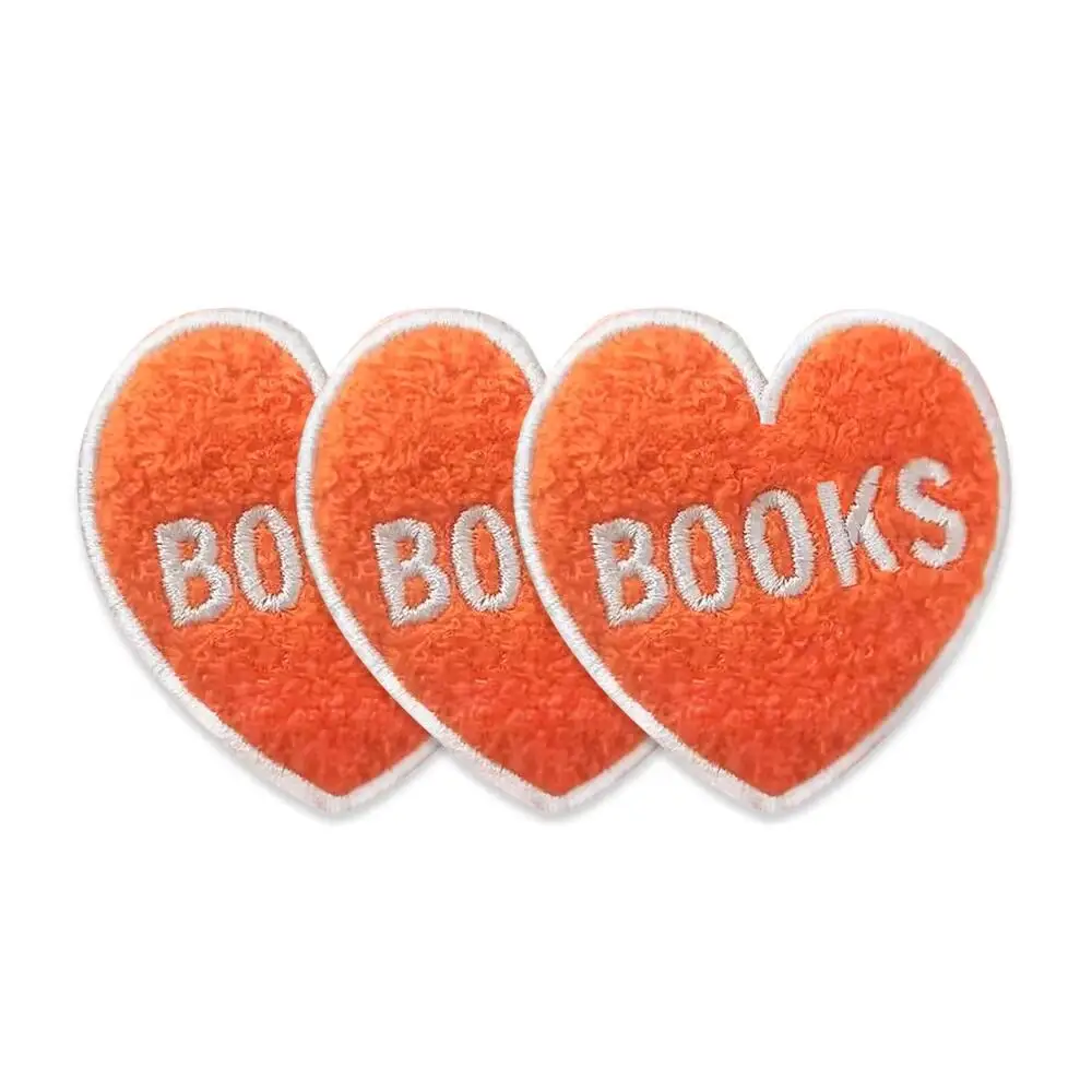 Libros Parches bordados de chenilla amarilla, insignias para planchar, decoración bordada para prendas, camisetas, chaquetas, parches de texto - imagen 3