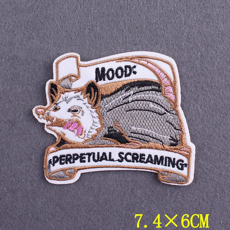 Parche divertido de Possum para planchar en la ropa, pegatinas de animales bonitos para ropa, parche bordado de dibujos animados DIY para ropa - imagen 4