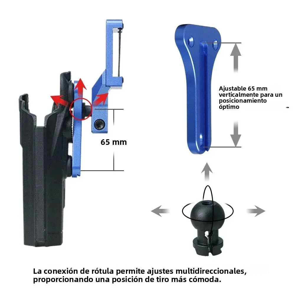 SINAIRSOF IPSC IDPA adaptador de pistolera ajustable tipo T CNC aluminio competencia engranaje de extracción rápida accesorios multiángulo - imagen 3