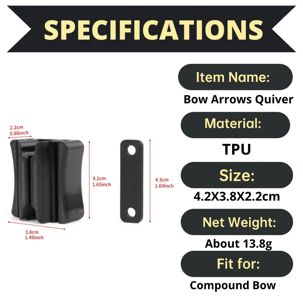 Carcaj de flecha de tiro con arco con eje de flecha de TPU, Material suave fácil de instalar, arco compuesto de más de 7,5mm, puede contener 3 flechas para accesorios de arco - imagen 3