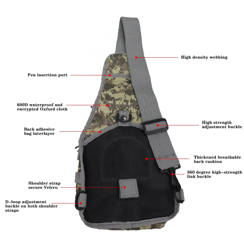 Bolso de hombro táctico militar para hombre, mochila de viaje deportiva, bolso cruzado al aire libre, senderismo, equipo de Camping - imagen 5