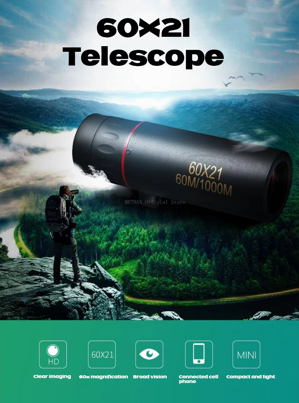 Mini telescopio monocular HD compacto