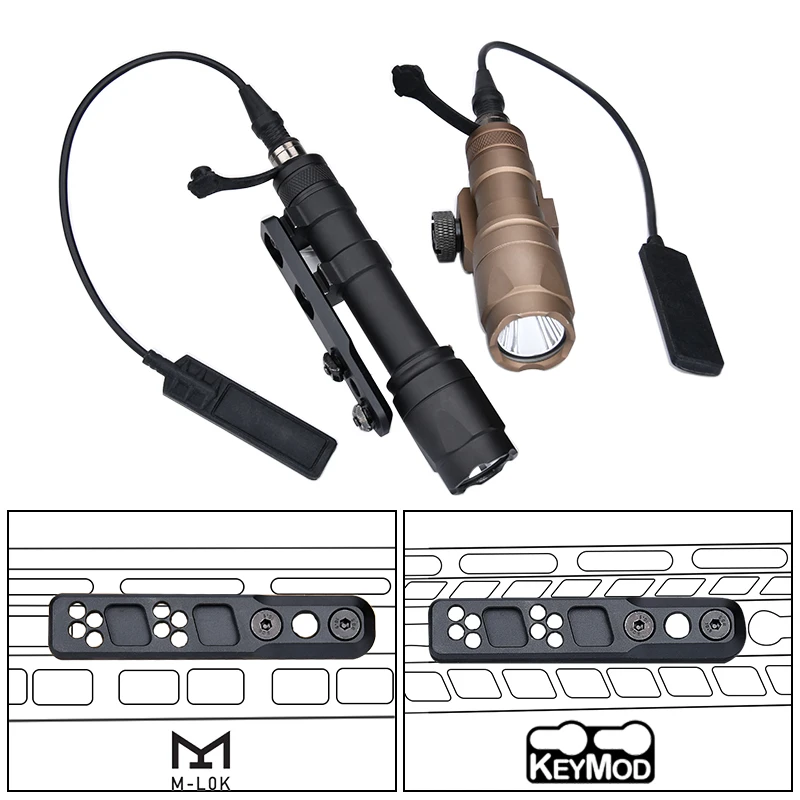 WADSN-Juego de montaje de linterna exploradora M300A, 600 lúmenes, M600C, foco táctico de caza, Base compensada, montaje de Metal compatible con Mlok Keymod - imagen 4