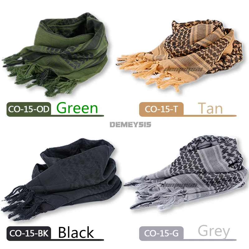 Bufanda táctica para el desierto, bufandas cuadradas árabes del desierto a prueba de viento con borla, protección para la cabeza, cuello, protección facial, senderismo, caza, máscara - imagen 2