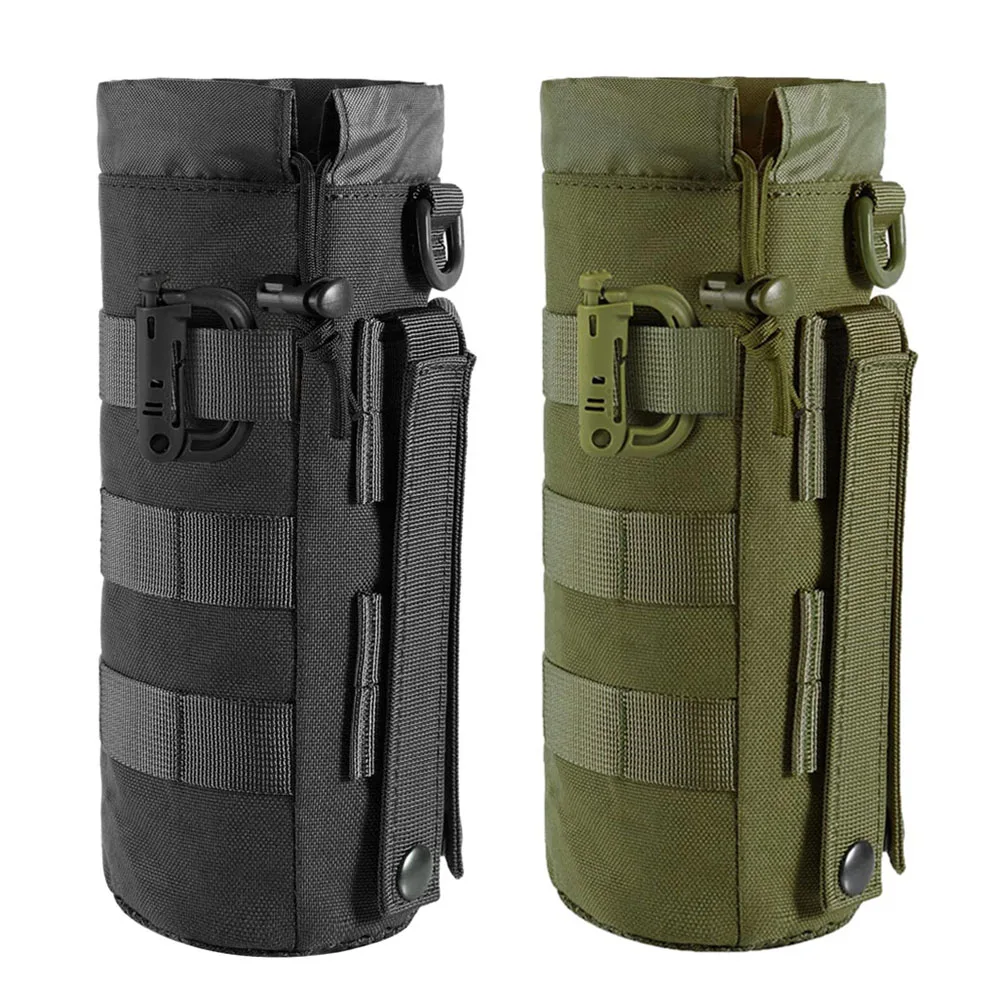 Bolsa para botella de agua al aire libre, soporte para botella de agua con cordón Molle, bolsa portadora para hervidor de agua, bolsa para caza y Camping