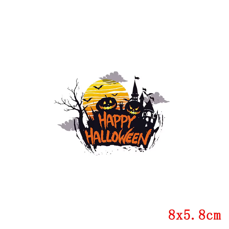 Parche de cabeza de calabaza para planchar ropa, transferencia térmica para Halloween, apliques de vinilo, pegatina térmica para ropa - imagen 3