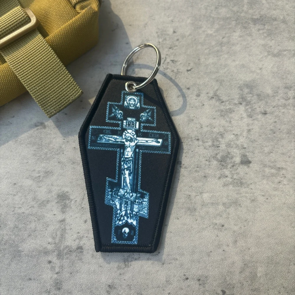 Parche táctico de la cruz de Cristo moral, llavero con estampado religioso, insignia del ejército militar, brazalete, mochila, llaveros - imagen 4