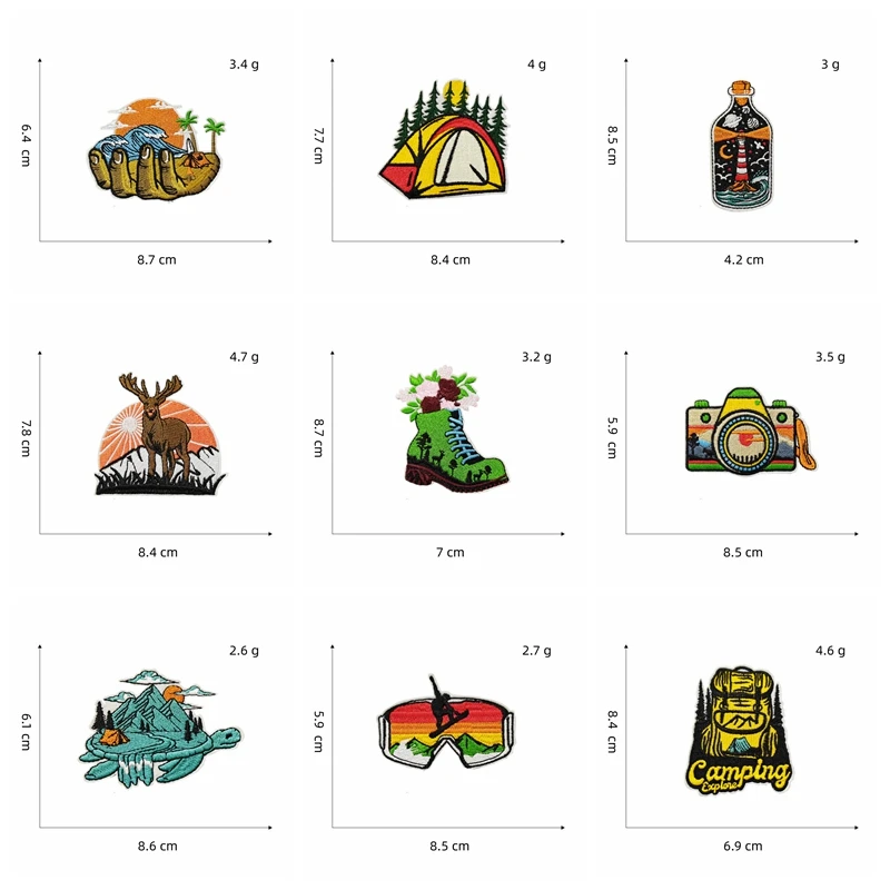 10 Uds. Parches bordados para acampar al aire libre para ropa DIY parche de montañas parches para planchar para ropa chaquetas mochila sombreros DIY - imagen 2