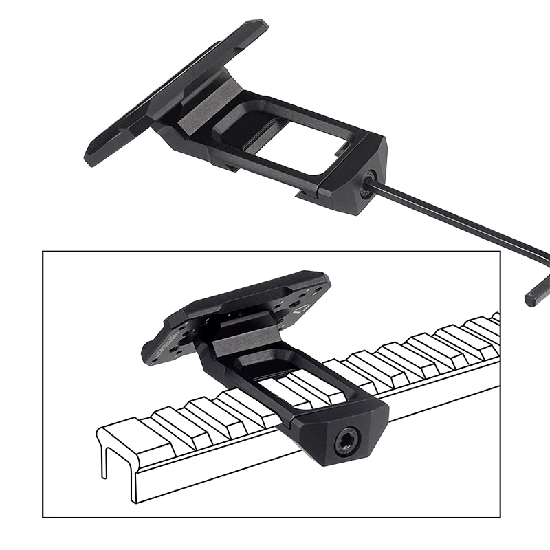 Soporte de Metal lateral óptico compensado táctico de 35/45 grados para T01 T02 RM soporte de Base de mira de punto rojo riel Universal de 20mm - imagen 2
