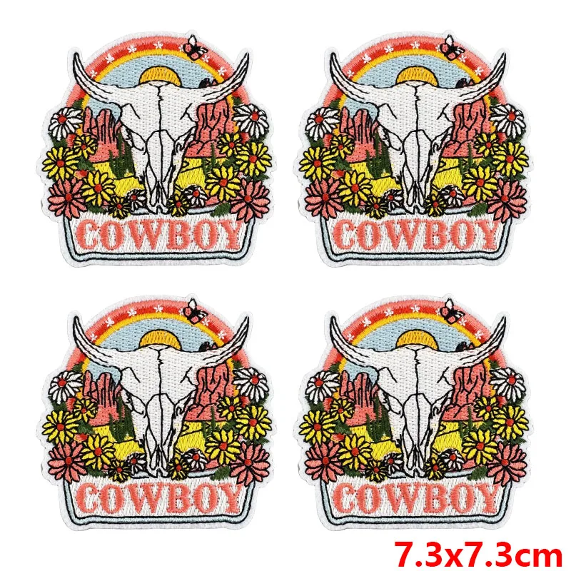 10 unids/lote, venta al por mayor, parches bordados de vaquero occidental para pegatinas de ropa, apliques para exteriores, parches para planchar en insignias para ropa - imagen 5