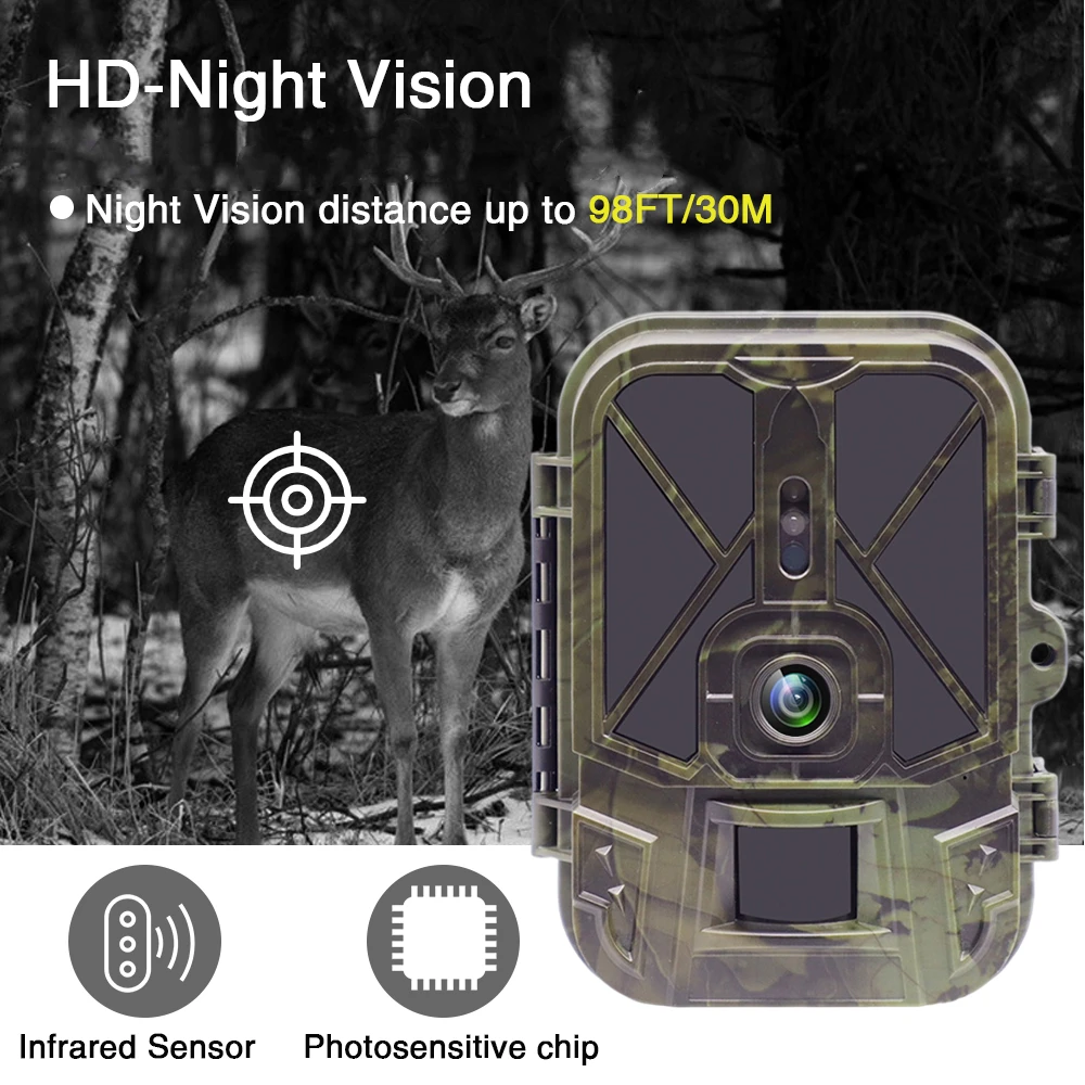 Cámara de rastreo impermeable con batería de litio 4K para exteriores, 10000mah, HD, 36MP, visión nocturna infrarroja, trampa activada por movimiento, cámara de juego - imagen 5