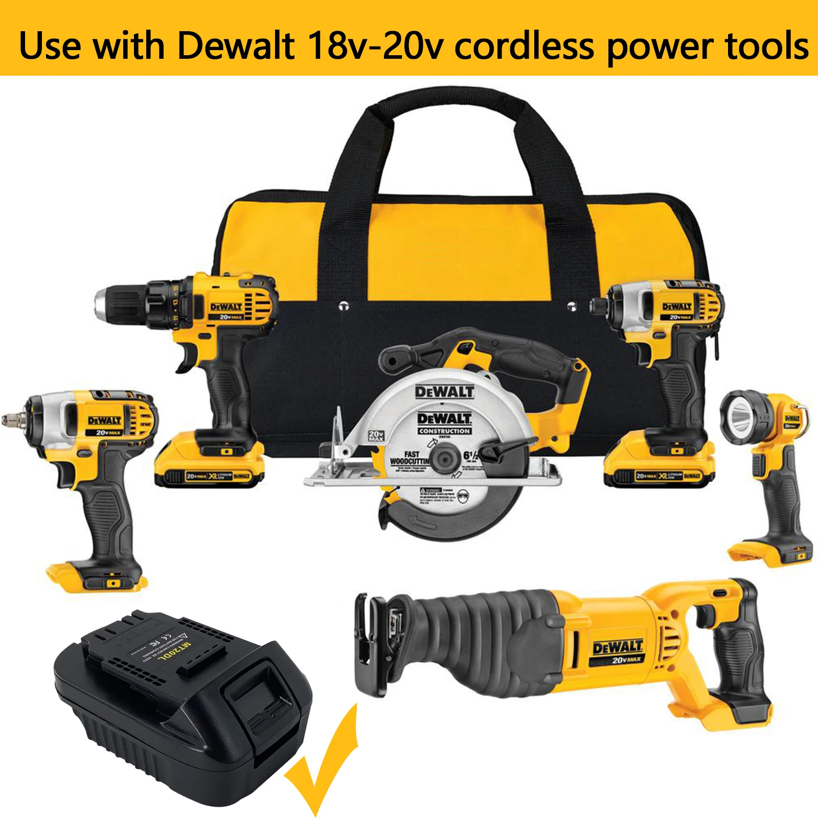 Adaptador de batería convertidor MT20DL para batería de iones de litio Makita de 18V a adaptador de batería de iones de litio Dewalt de 18V/20V - imagen 4