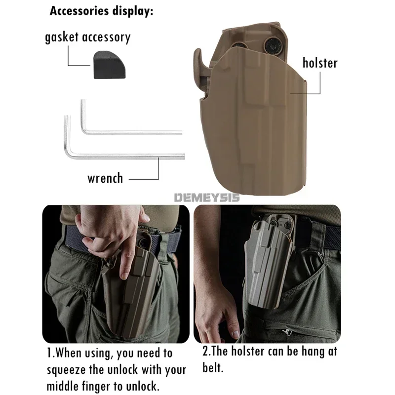 Funda para pistola de caza al aire libre, mano derecha, combate táctico, pistolas de tiro, funda de cintura para GLOCK 19 23 29 32 38 H & K P30 9mm - imagen 4