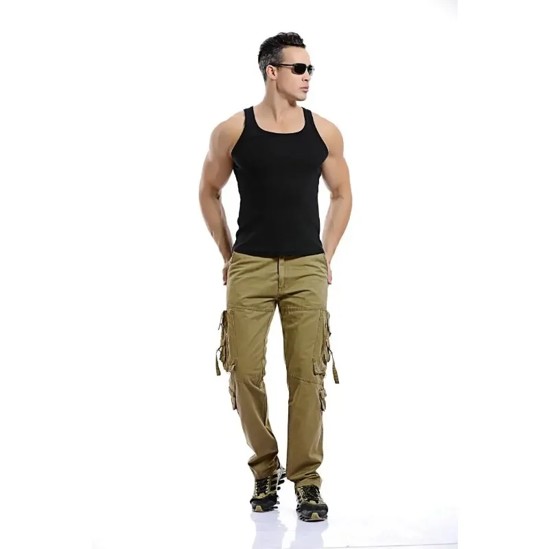 Pantalones tácticos militares para hombre, ropa de algodón, varios bolsillos, holgada, resistente al desgaste, informal, recta, 28-42, talla grande - imagen 4