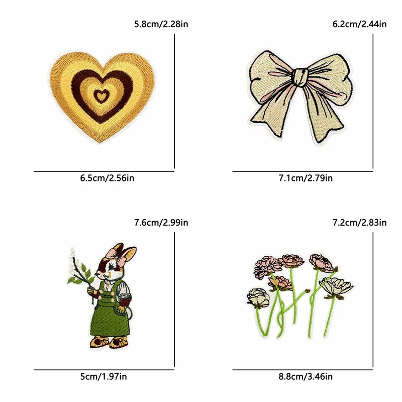 10 unids/lote flores de dibujos animados/arcoíris amor calor parches bordados DIY mariposa seta parche hierro en parches para chaquetas DIY - imagen 4