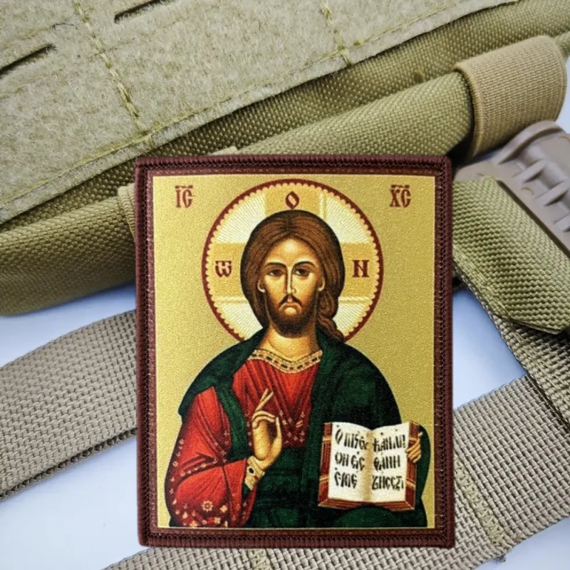 Parche táctico Jesucristo con gancho y bucle para chaleco - imagen 4