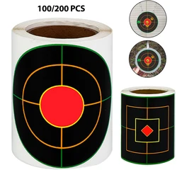 100/200 Uds. Alvos de papel de impacto amarillo fluorescente de 3 pulgadas pegatinas autoadhesivas para objetivos de tiro con salpicaduras