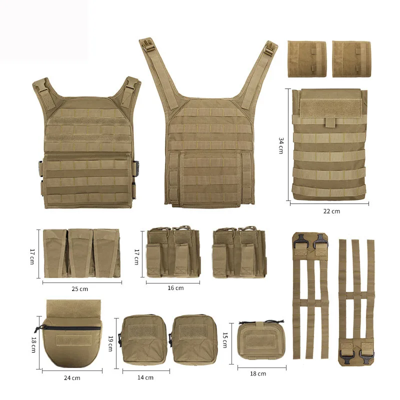 Conjunto completo de chaleco táctico, Protector de pecho, bolsa colgante, bolsa de accesorios MOLLE, ropa de entrenamiento cs - imagen 4