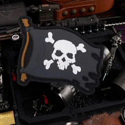 Parche táctico de PVC con bandera de calavera pirata y huesos, parches de gancho y bucle, insignia de moral militar, brazalete, mochila, chaleco, pegatinas