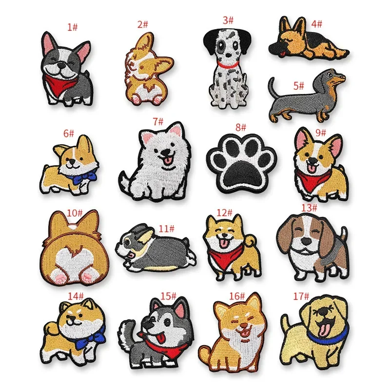 Parche para planchar con dibujos animados, Shiba Inu Corgi, perro pastor, pegatinas de tela bordadas, abrigos, mochila, sombrero, zapatos, apliques de decoración - imagen 5