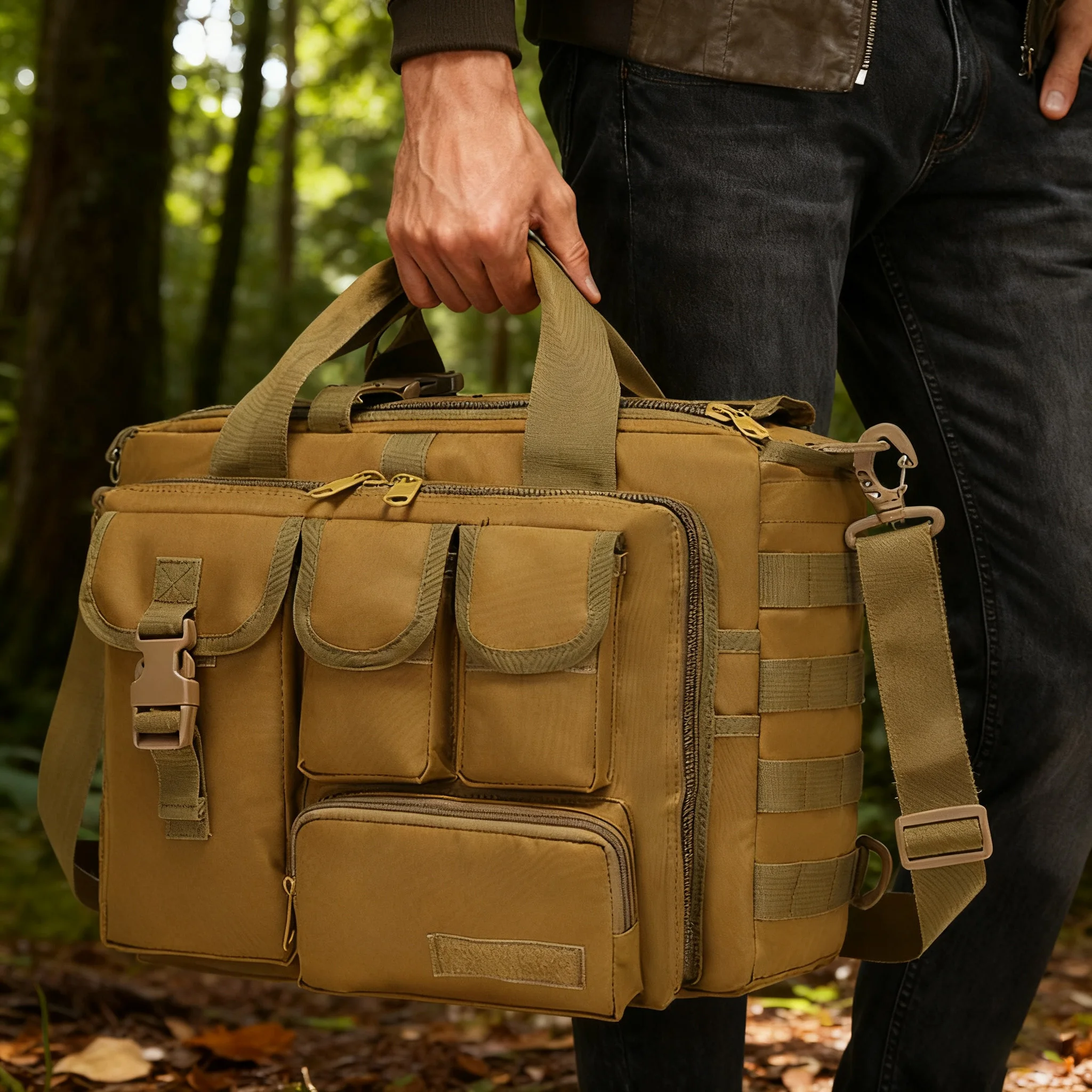 Mochila táctica militar Molle, bolso cruzado de nailon, bolso para ordenador portátil, maletín, bolsa de senderismo multifuncional para exteriores