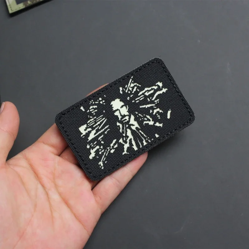 Parches reflectantes de gancho y bucle de calavera de visión nocturna, máscara de fantasma, insignia de moralidad militar, pegatina decorativa para mochila, brazalete táctico - imagen 5