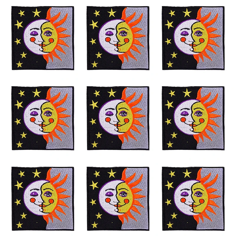 Parche bordado de aventura de montaña, parches termoadhesivos para planchar en la ropa, sol, Luna, olas, costura, 10 unids/lote - imagen 5