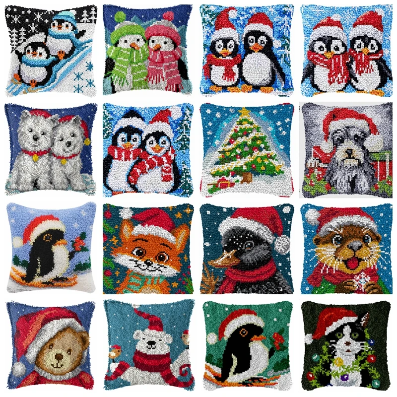 Funda de almohada Smyrna con diseño de Papá Noel y pingüino
