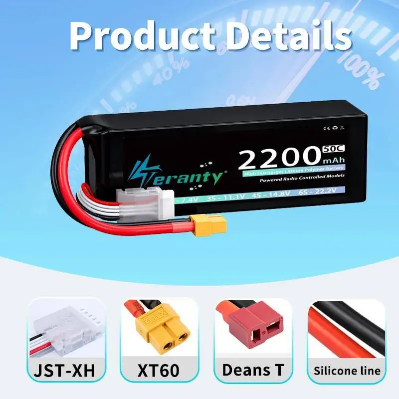 Teranty 4S Lipo FPV Drone batería 14,8 V 2200mAh 50C Softtcase con enchufe T XT60 para RC coche RC helicópteros camiones piezas de modelo RC - imagen 3