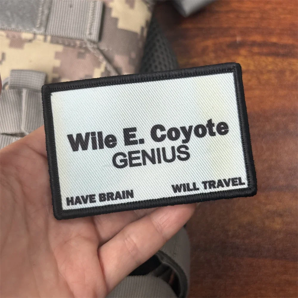 Tarjeta de visita Wile E Coyote Morale insignia parche militar táctico personalizado apliques impreso gancho y bucle ropa mochila pegatinas - imagen 4