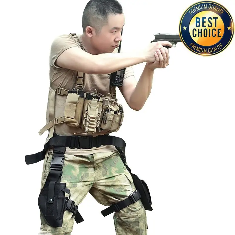 Plataforma táctica de pierna caída para caza, equipo MOLLE para muslo, Triple revista, bolsa Mag, cinturón ajustable Universal y correas para muslo - imagen 3