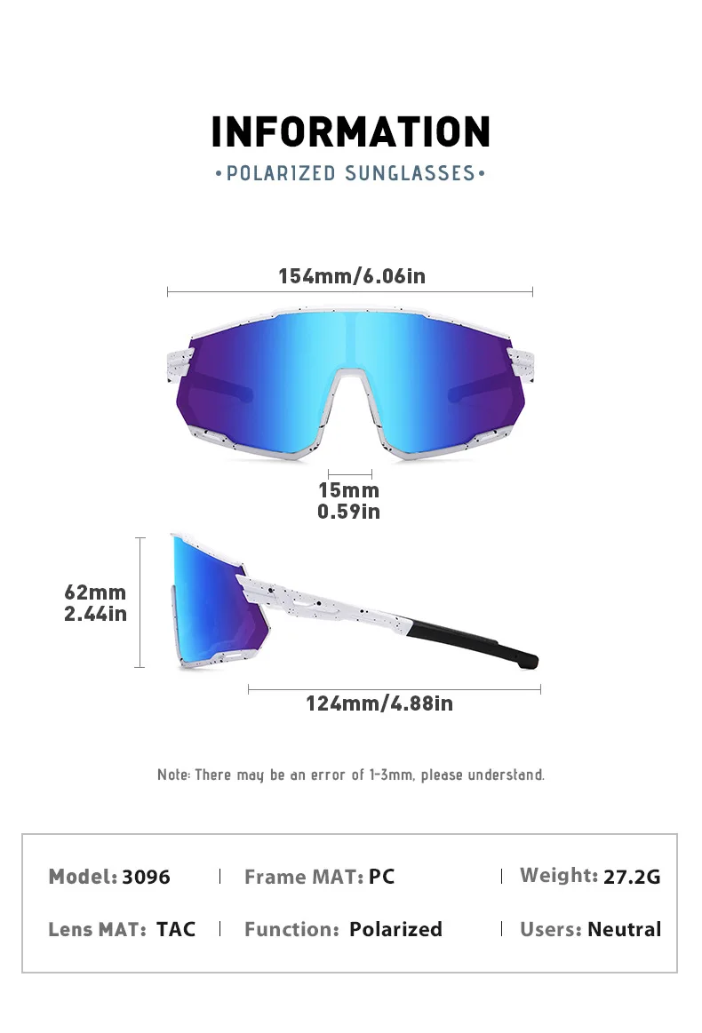 2025 Nuevas gafas de ciclismo polarizadas UV400: gafas de sol deportivas ligeras para correr en MTB, pescar y conducir, gafas de bicicleta con montura grande - imagen 5