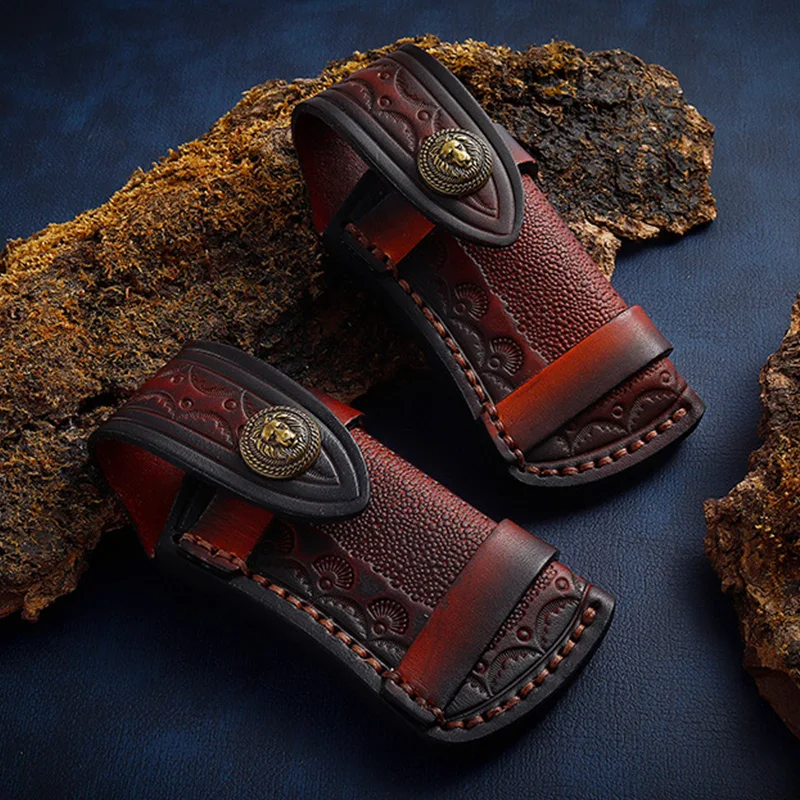 Funda de cuero tallado para almacenamiento de cuchillos al aire libre, capa superior, plegable - imagen 5