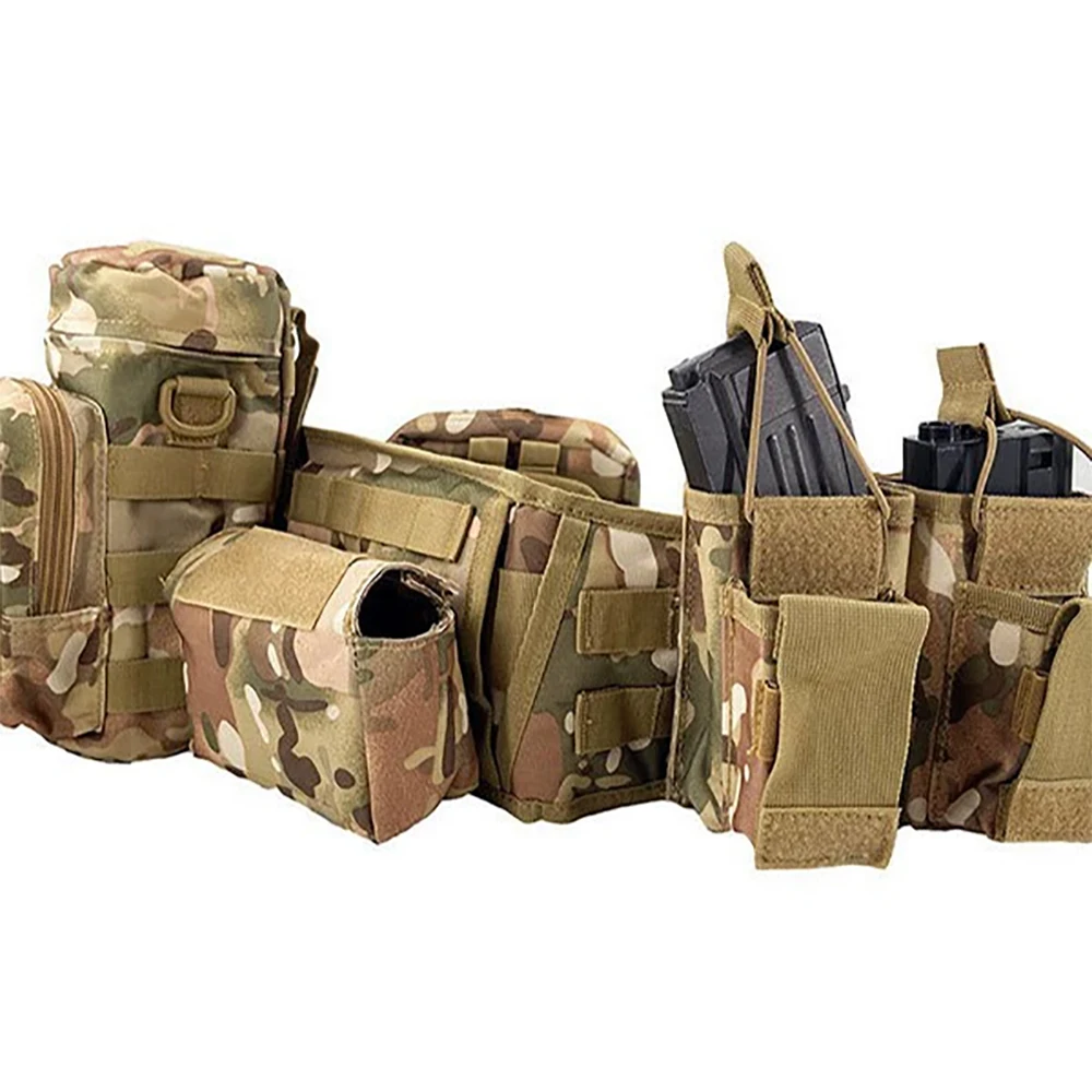 Cubierta de cintura táctica para deportes de caza al aire libre, cinturón combinado MOLLE, equipo de transporte multifuncional, almacenamiento, Kit de cinco piezas - imagen 4