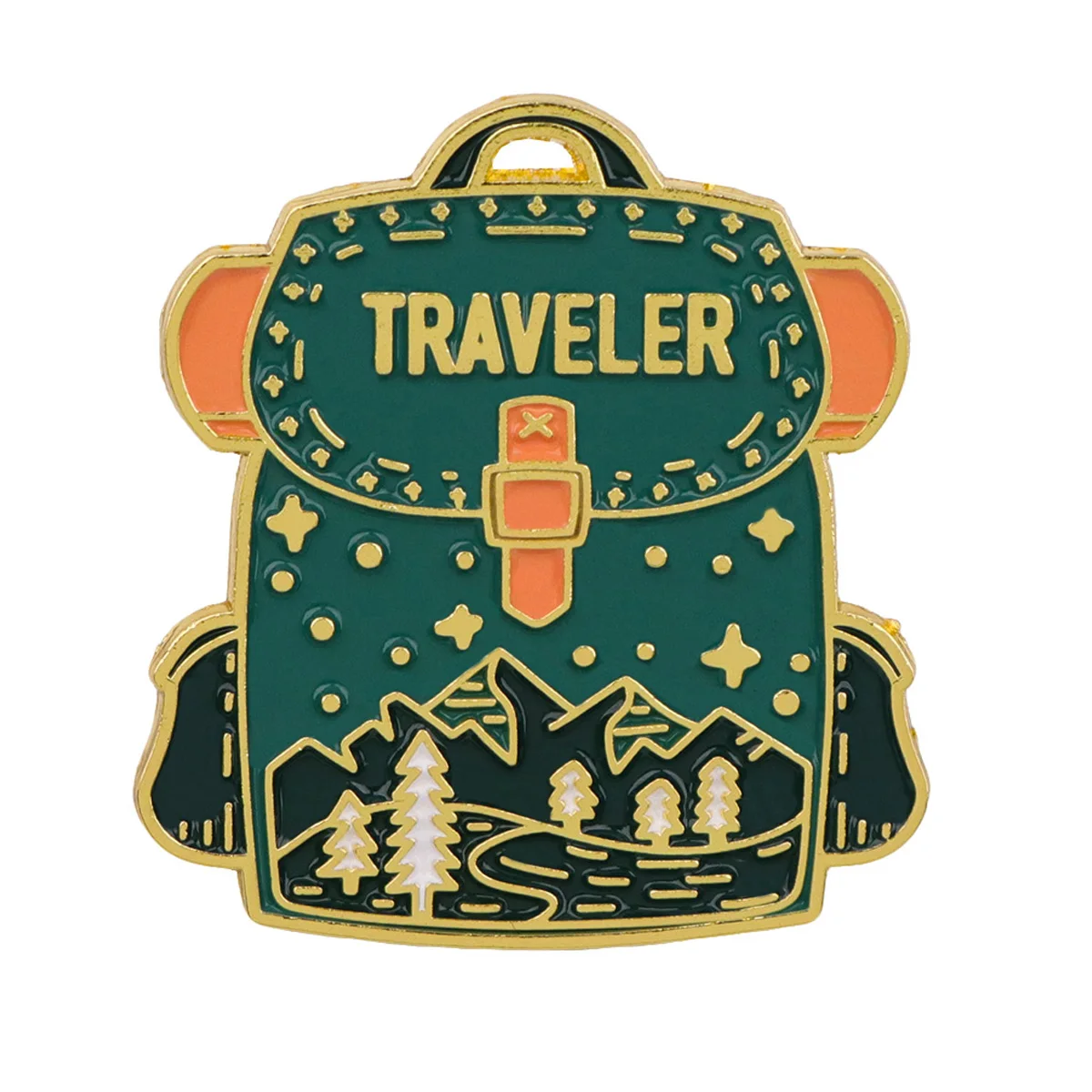 Pin esmaltado montaña y bosque – broche aventurero para chaquetas - imagen 5