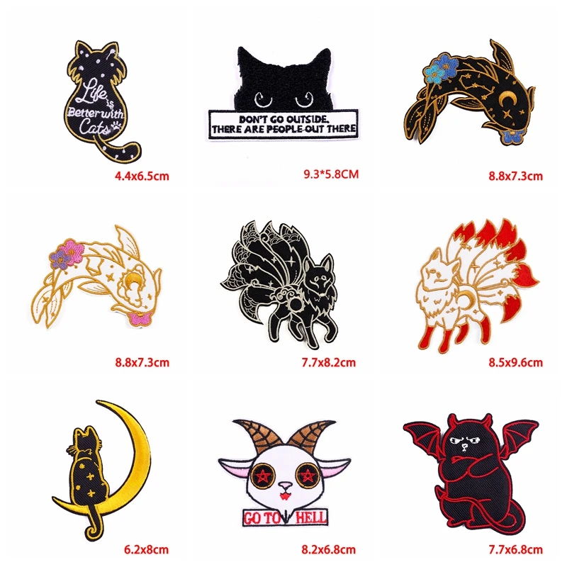 Parche bordado de dibujos animados para planchar en la ropa, pegatinas para planchar con animales y gatos, 10 unids/lote - imagen 5