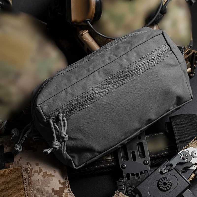 Bolsa secundaria GP (ancho), bolsa de red para exteriores, bolsa para artículos diversos con cremallera, soporte Molle de gamuza mágica, pretina adaptable, bolsa para chaleco de caza - imagen 2