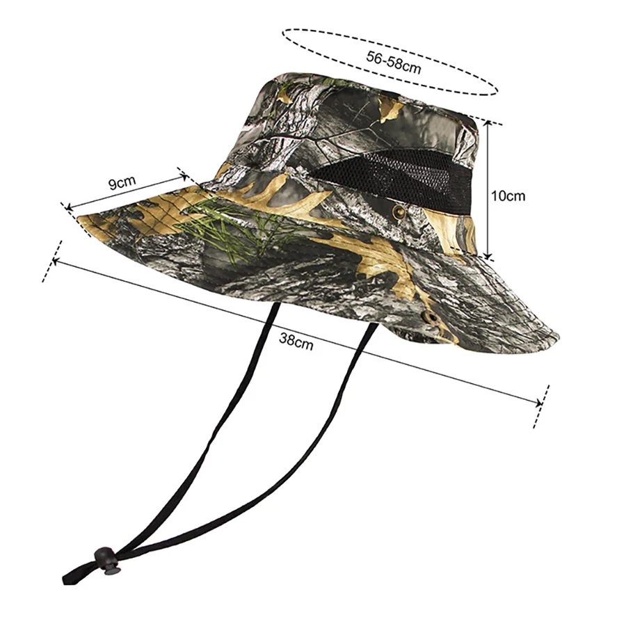 Sombrero al aire libre ensanchado, sombrero de pescador táctico para caza, sombrilla de pesca, sombrero de tiro para acampar - imagen 3