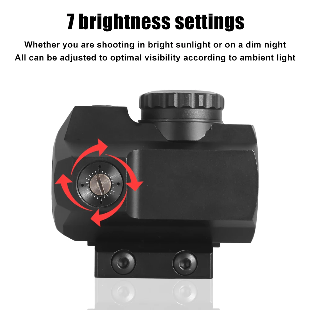 Mira de punto rojo, 1x25mm, compacta, mira de punto rojo, movimiento despierto, 2 ópticas de punto rojo MOA con película roja para riel Picatinny de 21mm - imagen 3