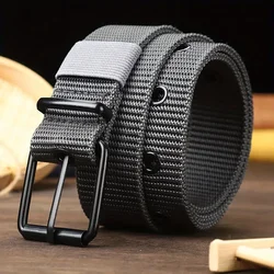 Cinturón táctico de lona resistente ajustable con ojales y hebilla
