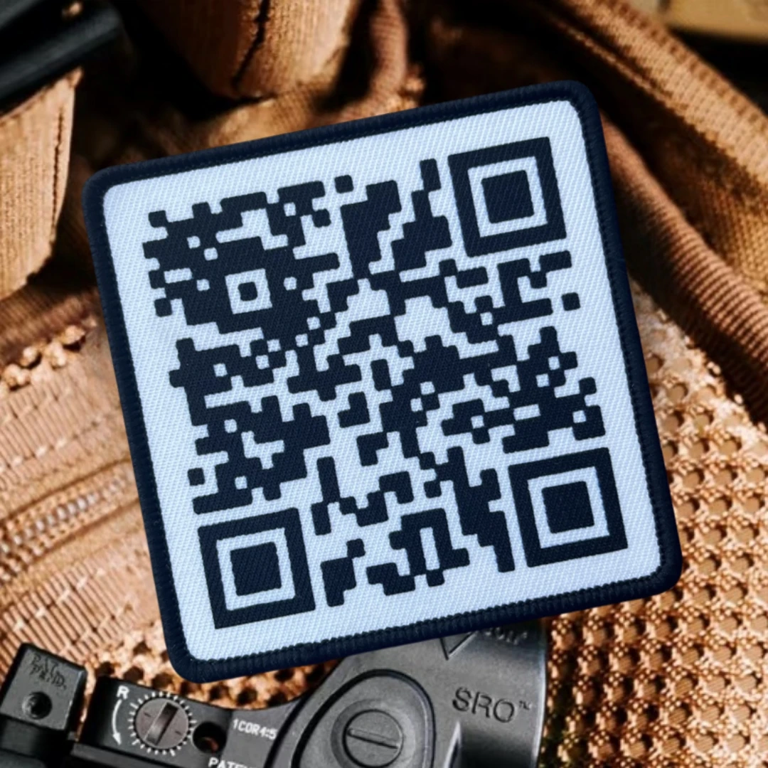 Parche con insignia de moral divertida de código QR, brazalete táctico con gancho y bucle impreso, mochila para exteriores, accesorios para sombrero, pegatinas
