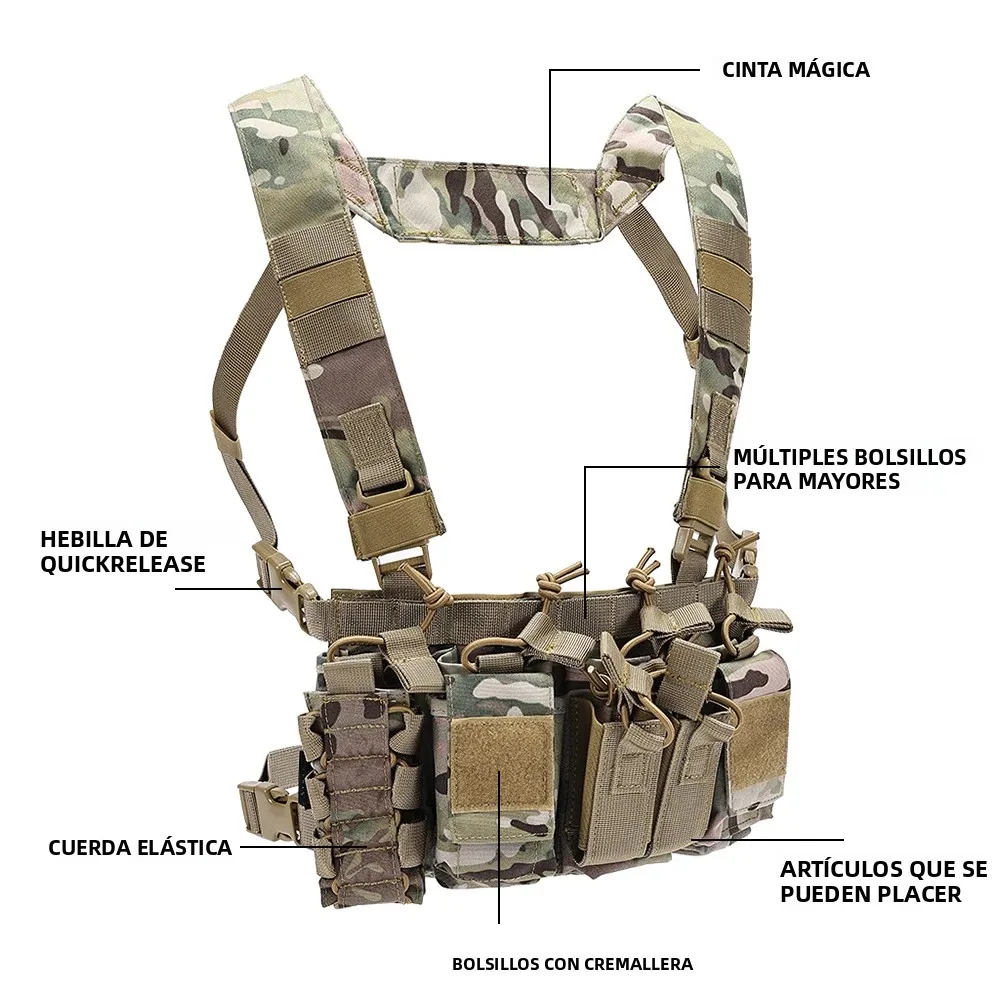 Equipo de pecho táctico Molle D3CR, chaleco de camuflaje CS, chaleco Airsoft de combate con bolsas Mag, ligero, multifunción y transpirable - imagen 3