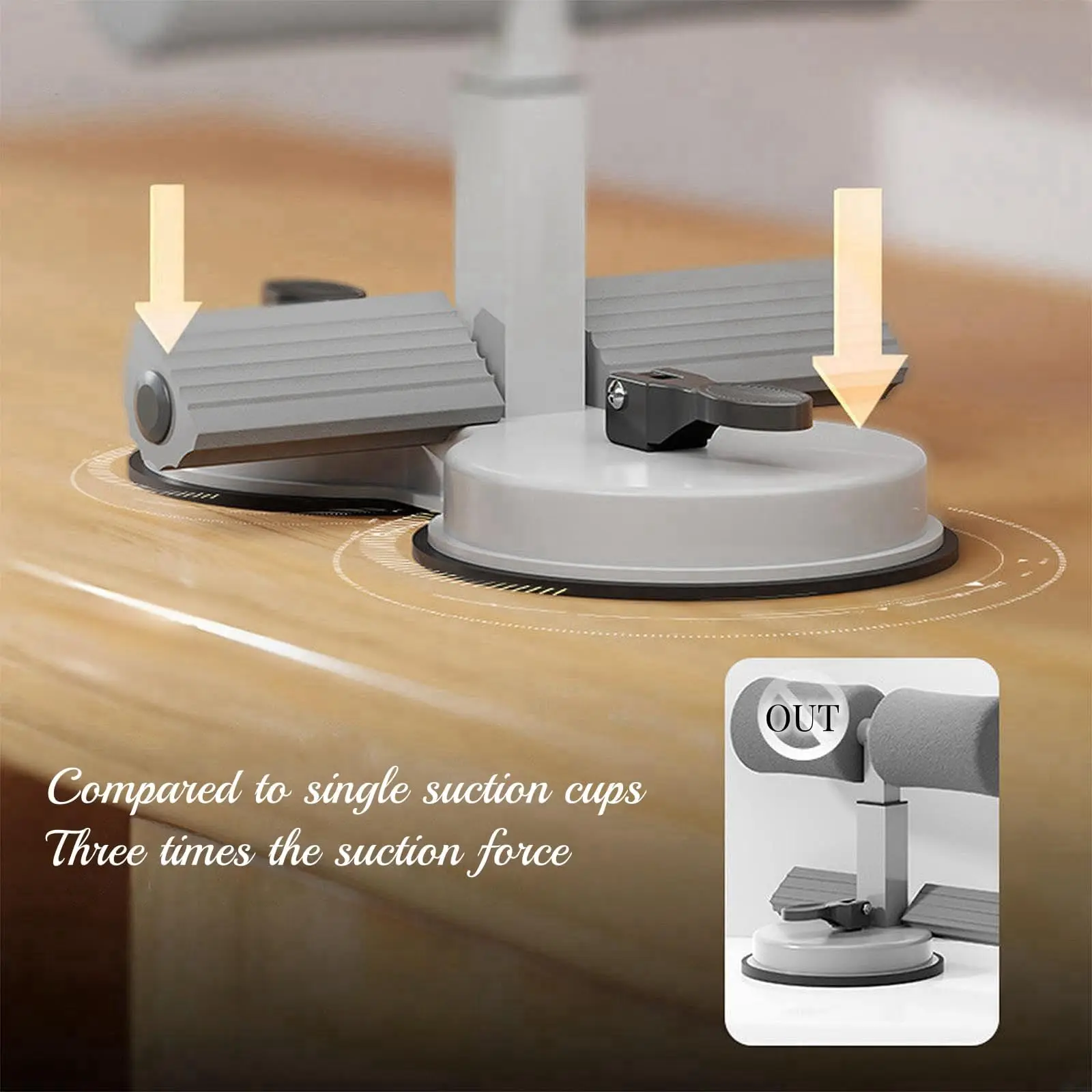 Barra para sentarse, soporte de suelo ajustable portátil para sentarse con 2 ventosas fuertes y 1 banda de resistencia, dispositivo de asistencia para barra de sentarse - imagen 4