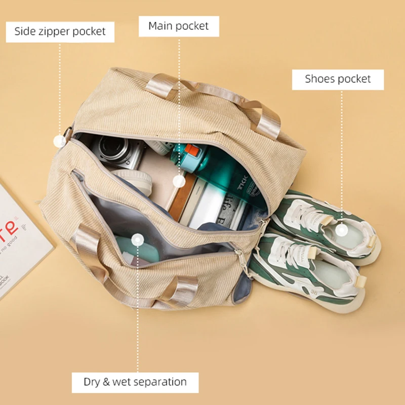 Bolso de gimnasio deportivo para hombre y mujer, bolsa de pana húmeda y seca, bolso de hombro para natación, entrenamiento de Fitness, viaje al aire libre, Invierno - imagen 3