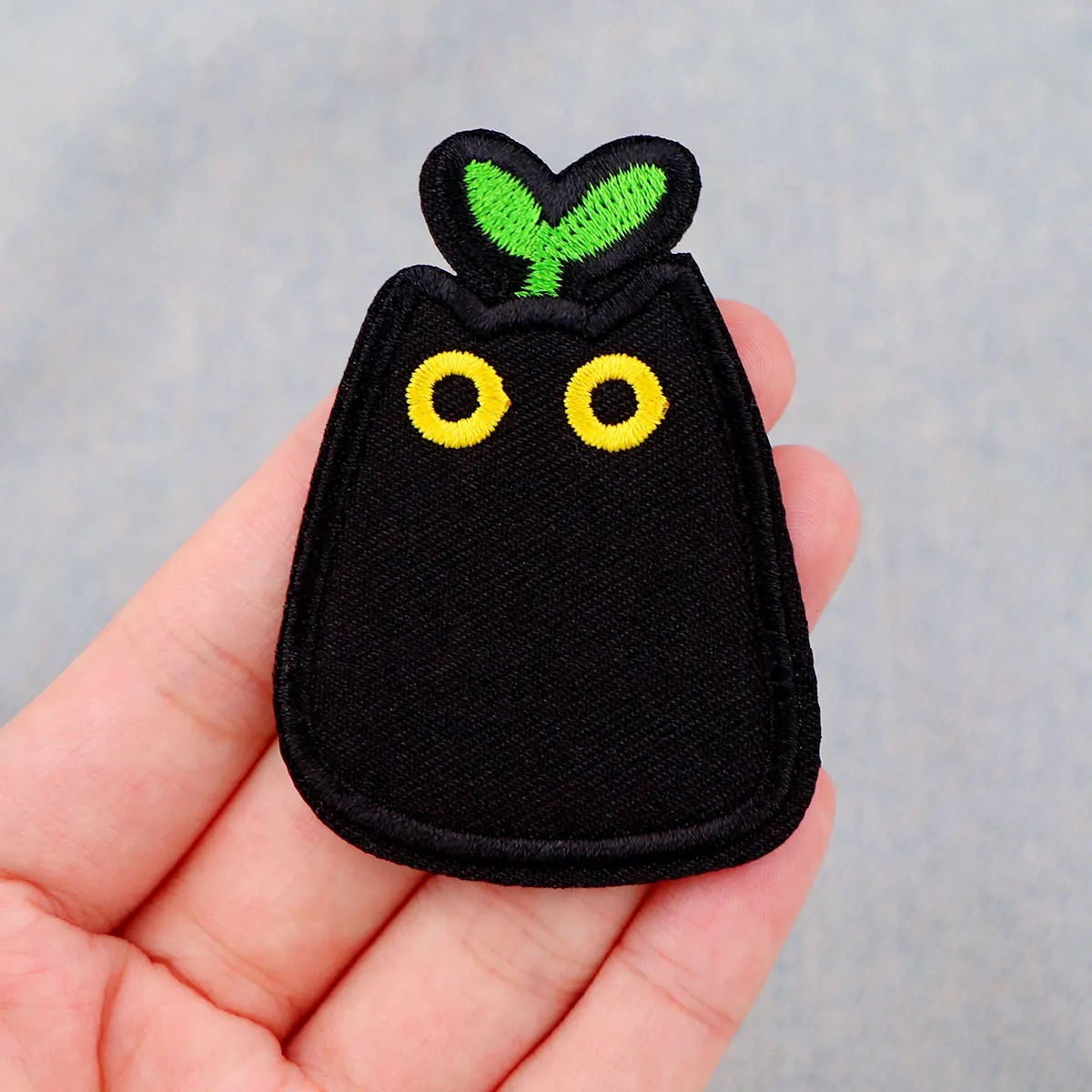 Parche de gato negro de dibujos animados, parches bordados de animales para ropa, parches de planchado DIY para ropa, pegatinas de plantas